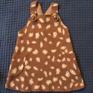 Zara Brown and Cream Spot Knit Pinafore Dress